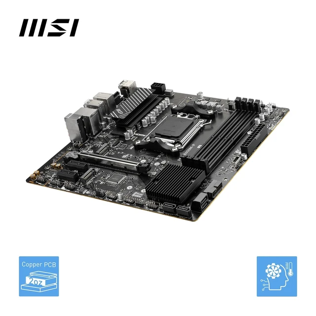 Alt view image 4 of 5 - MSI PRO B650M-P V1 Motherboard, Micro-ATX - Supports AMD Ryzen 9000/8000 / 7000 Series Processors, AM5 - DDR5 Memory Boost 6000+MHz/OC, 1 x PCIe 4.0 x16, 2 x M.2 Gen4, 2.5G LAN