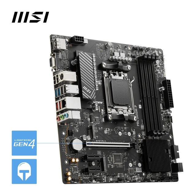 Alt view image 5 of 5 - MSI PRO B650M-P V1 Motherboard, Micro-ATX - Supports AMD Ryzen 9000/8000 / 7000 Series Processors, AM5 - DDR5 Memory Boost 6000+MHz/OC, 1 x PCIe 4.0 x16, 2 x M.2 Gen4, 2.5G LAN