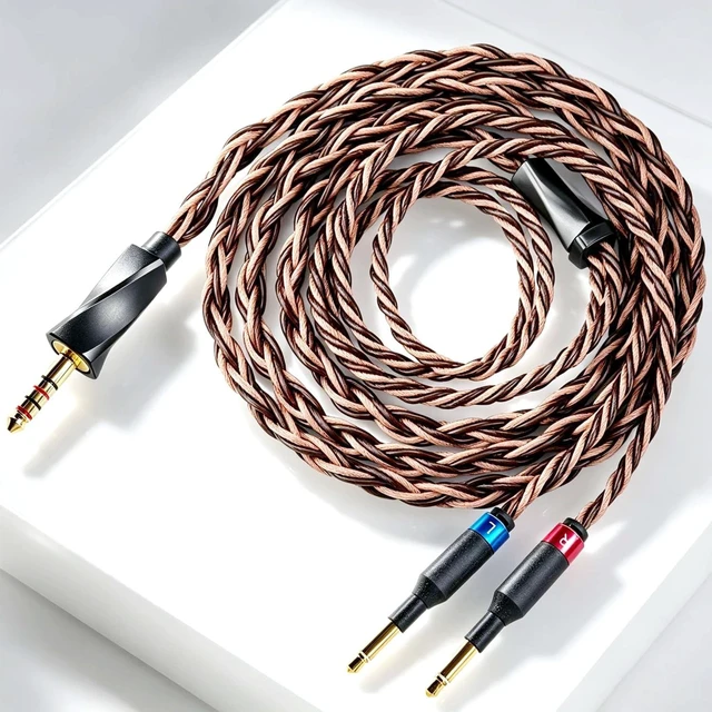 Main image of Fezzlo Monitor Headphone Cable,Dual 3.5mm Over Ear Headset Wire,8-Strand German Copper AUX Cord Compatible with Hifiman HE4XX Edition XS MEZE99 109Pro FiiO FT1 for Musicians Audiophiles 4.4mm 4.9ft