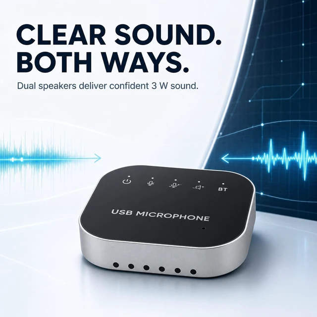 Alt view image 5 of 5 - lorvannis Bluetooth Conference Speaker and Microphone, Bluetooth Speakerphone for Small Meeting RoomWireless Conference Speaker 360Voice Pick up with Noise Cancellation Mics for Computer/Laptop