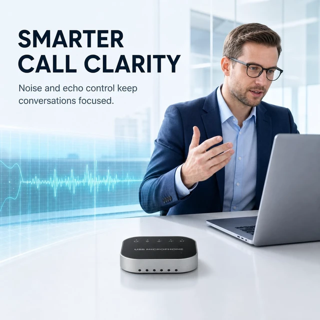 Alt view image 2 of 5 - lorvannis Bluetooth Conference Speaker and Microphone, Bluetooth Speakerphone for Small Meeting RoomWireless Conference Speaker 360Voice Pick up with Noise Cancellation Mics for Computer/Laptop