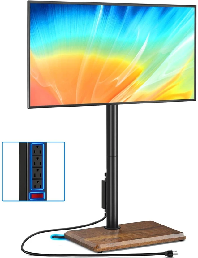 Main image of Rfiver Swivel Floor TV Stand with Power Outlet for 32-65 in TVs