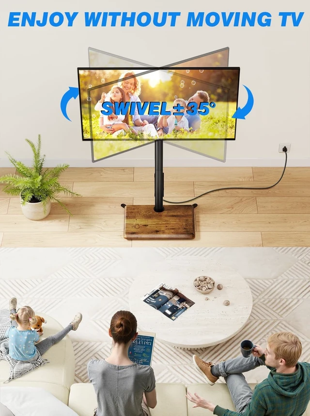 Alt view image 2 of 5 - Rfiver Swivel Floor TV Stand with Power Outlet for 32-65 in TVs