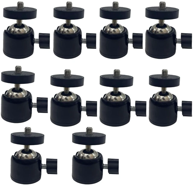 Main image of Universal 1/4" Swivel Mini Ball Head Tripod Mount, Black, 10-Pack