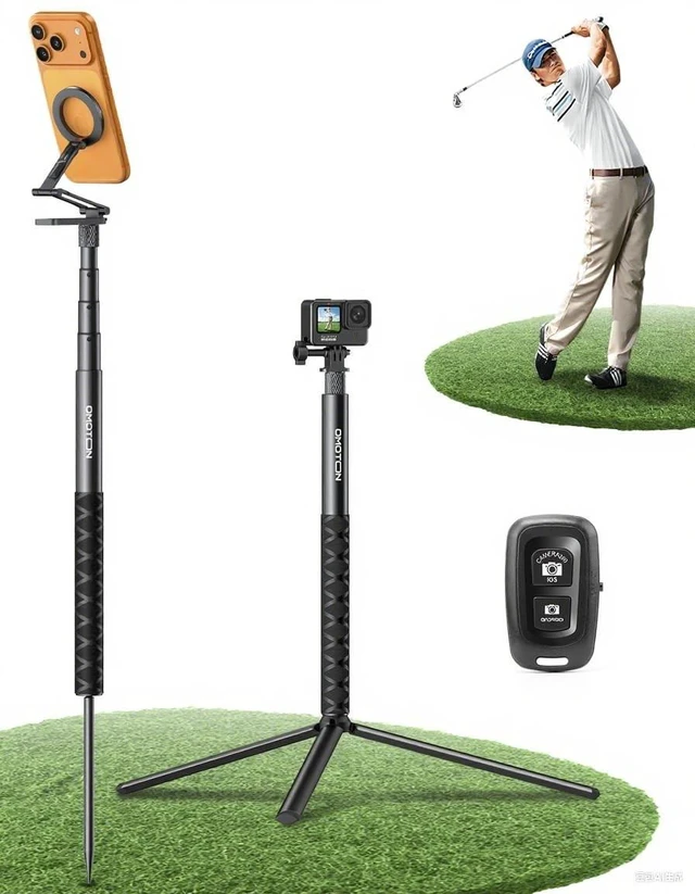 Main image of OMOTON CV08-B1 Golf Tripod & Monopod, 5-in-1 Golf Swing Recording Pro Kit