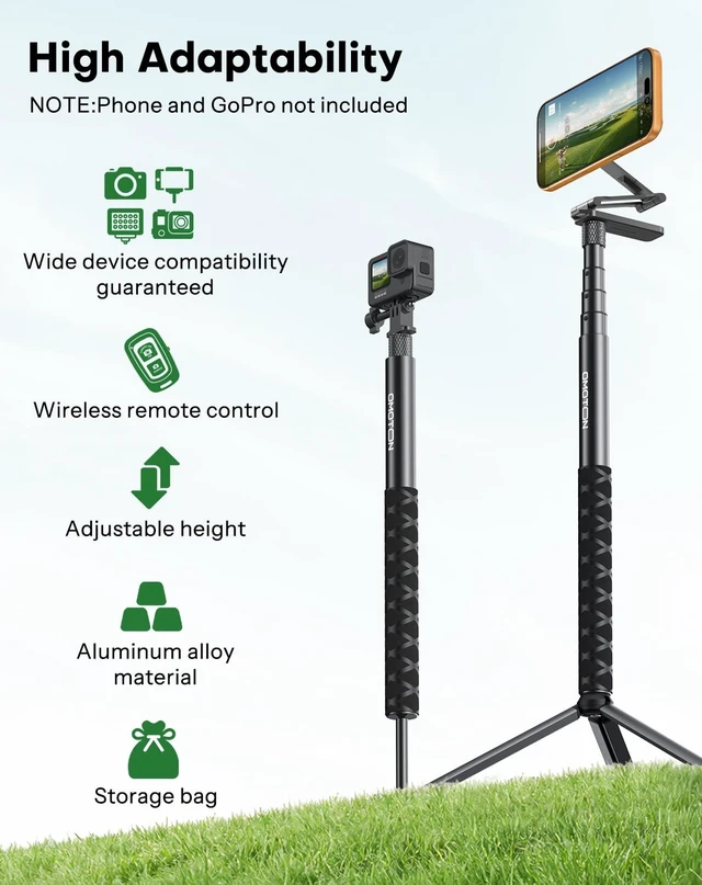 Alt view image 2 of 5 - OMOTON CV08-B1 Golf Tripod & Monopod, 5-in-1 Golf Swing Recording Pro Kit