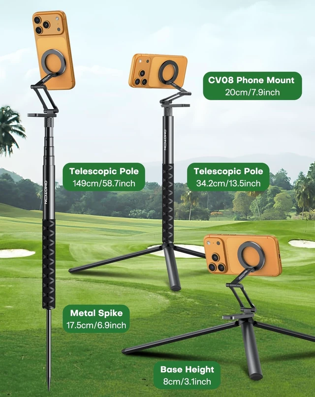 Alt view image 5 of 5 - OMOTON CV08-B1 Golf Tripod & Monopod, 5-in-1 Golf Swing Recording Pro Kit