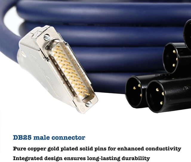 Alt view image 3 of 5 - DEANFINN 6.56ft/2m DB25 Male to XLR Male Snake, 8 Channel 3 Pin XLR Snake Cable with db25 Connector for Microphones, Mixing Consoles, Amplifiers, and Speakers