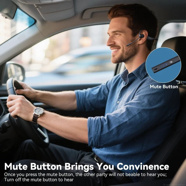 Alt view image 4 of 5 - LEVN Open Ear Headphones with Mic, 29g Bluetooth Headset with Microphone, Bluetooth Headphones with Noise Cancelling Mic, Waterproof Non-slip Wireless Headset with Mic for Work, Workout, Drivin