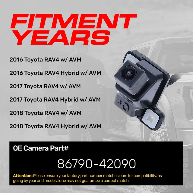 Alt view image 2 of 5 - Master Tailgaters Replacement for Toyota RAV4 + Hybrid w/AVM (2016-2018) Backup Camera OE Part # 86790-42090