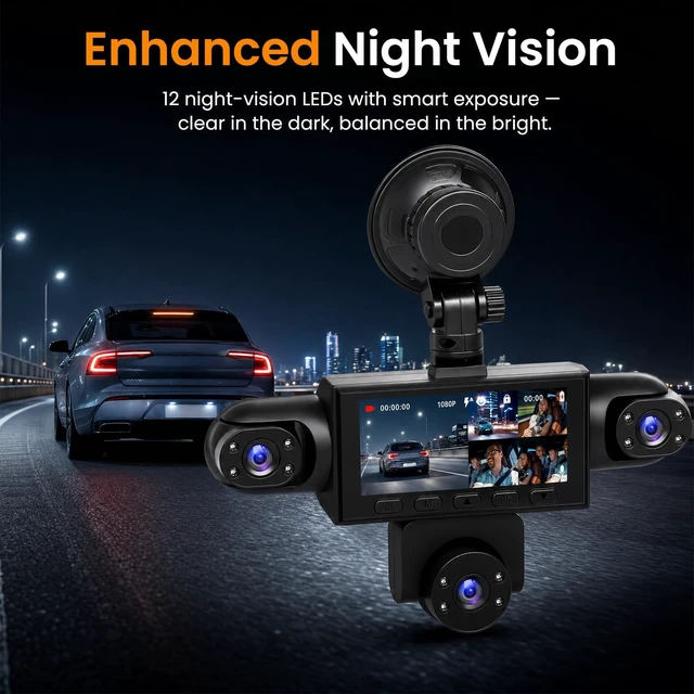 Alt view image 4 of 5 - 360 5 Lens Dash Cam Front Rear Inside Left Right 1080P Dash Cam for Cars