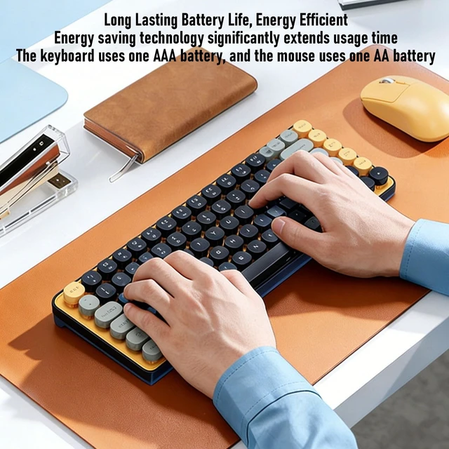 Alt view image 2 of 5 - LICAEVEY Wireless Keyboard and Mouse Combo, 85 Keys Bluetooth 2.4G Dual Mode Cordless Keyboard with Colorful Round Detachable Keycaps, for Wins Android Home Office Use