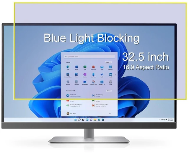 Main image of 32.5 Inch Monitor Screen Protector, Anti Blue Light Eye Protection Filter, Bubble Free Frame Adhesive Mount for 32" 16:9 Computer Monitor - Fits LG, Dell, Samsung, MSI, AOC, ViewSonic & Mo