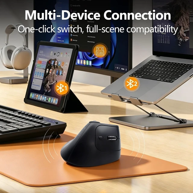 Alt view image 5 of 5 - Itigoitie Ergonomic Mouse, Wireless Bluetooth Vertical Mouse for Wrist Pain Relief, LED Screen & Knob Control, 7 Buttons, 4 Adjustable DPI, Compatible with Windows/Mac/Android/Laptop/Desktop/Ta