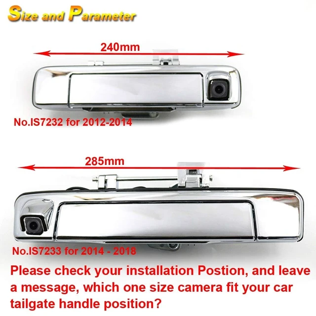 Alt view image 3 of 5 - 1280 * 720 Pixels HD Car Reverse Camera Trunk Handle with Switch Parking Rear View Backup Camera Night Vision Waterproof, Replacement for Isuzu D-MAX DMAX 2012-2014/2015-2018 (with 7-inch Monitor)