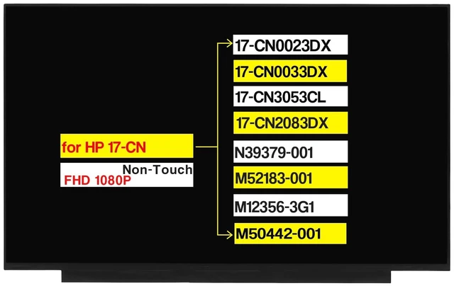 Main image of 17.3" Replacement for HP 17-CN 17-CN0023DX 17-CN0033DX 17-CN3053CL 17-CN2083DX N39379-001 M52183-001 M12356-3G1 M50442-001 FHD 1920x1080 30 Pins Screen LCD Display Panel