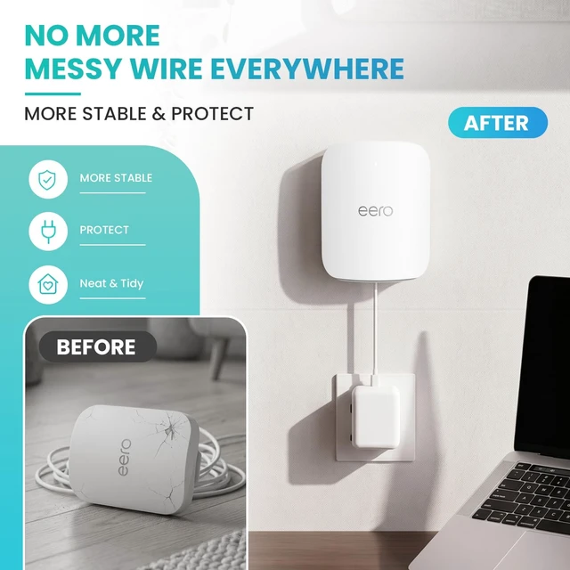 Alt view image 4 of 5 - Wall Mount Holder for eero Pro 7 Router Mesh Wi-Fi System No Messy Wires, Space-Saving Outlet Wall Mount Holder for eero 7Pro Extender, Stand Bracket for eero Pro 73 Pack