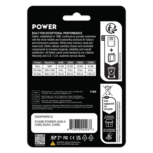 Alt view image 3 of 3 - Delkin Devices DELKIN SD Power V90 UHS-II 512GB MemoryCard