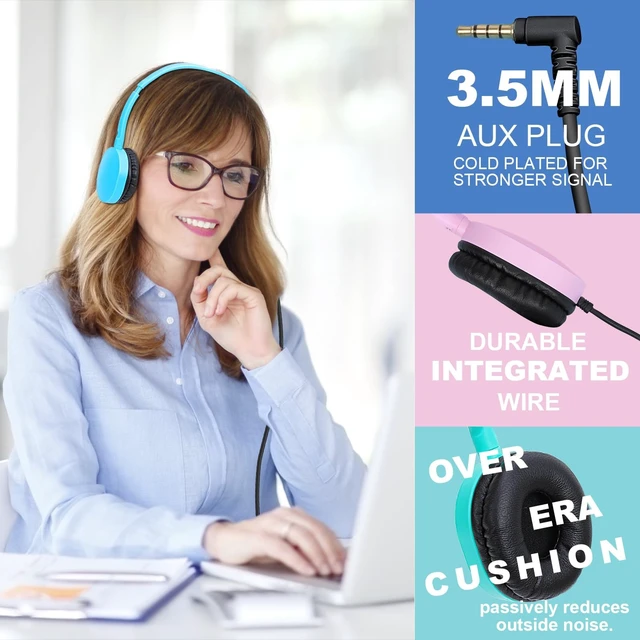 Alt view image 2 of 5 - XOSDA 20 Pack Classroom Headphones Bulk for School Students Kids Children, Durable Headsets Classroom Earphones for Chromebook, Computer, Laptop and More (PU102, 20 Mixed)