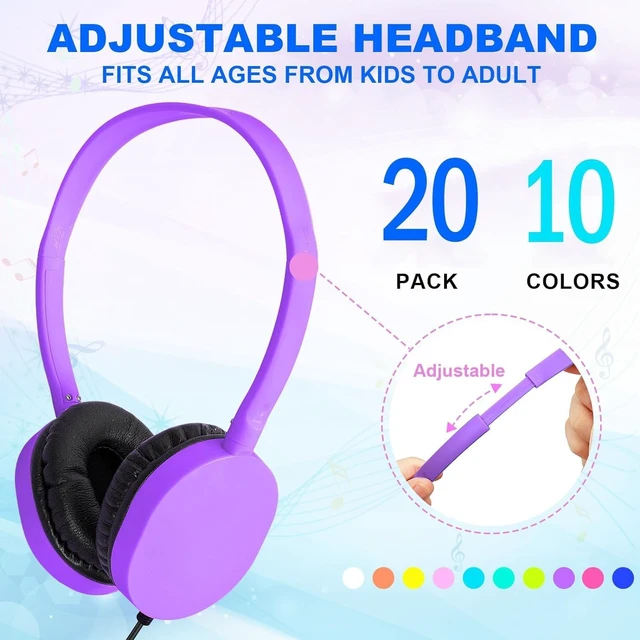 Alt view image 4 of 5 - XOSDA 20 Pack Classroom Headphones Bulk for School Students Kids Children, Durable Headsets Classroom Earphones for Chromebook, Computer, Laptop and More (PU102, 20 Mixed)