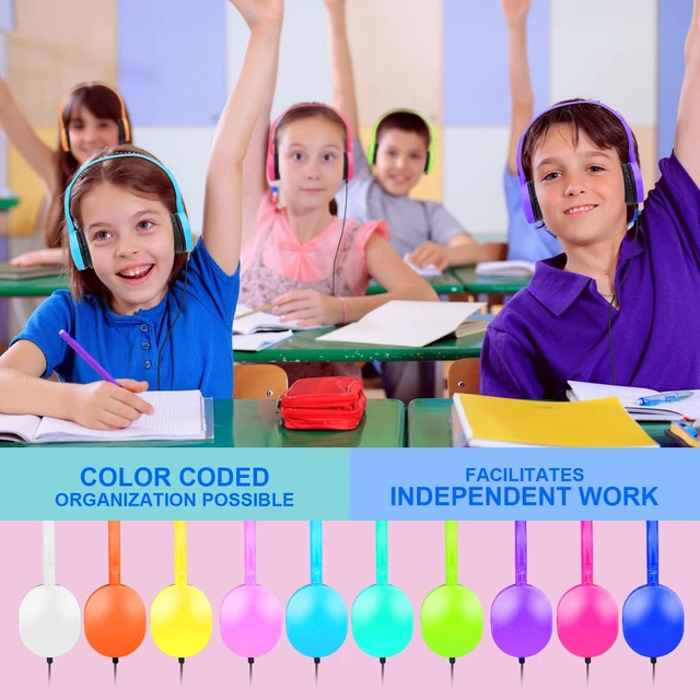 Alt view image 5 of 5 - XOSDA 20 Pack Classroom Headphones Bulk for School Students Kids Children, Durable Headsets Classroom Earphones for Chromebook, Computer, Laptop and More (PU102, 20 Mixed)