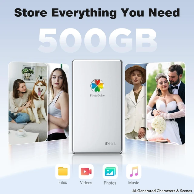 Alt view image 2 of 5 - iDiskk App-le Certified 500GB External Hard Drive for iPhone Android Phone