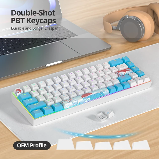 Alt view image 4 of 5 - Vumilstek 65% Mechanical Keyboard Wired Linear Red Switch RGB Backlight