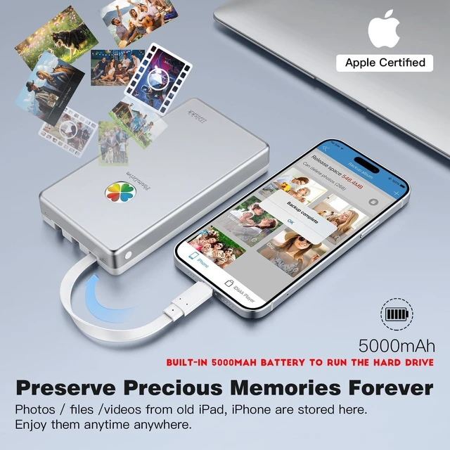 Alt view image 5 of 5 - iDiskk App-le Certified 500GB External Hard Drive for iPhone Android Phone