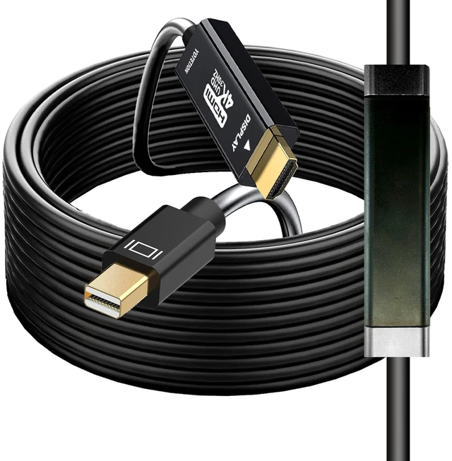 Main image of YOTETION LONG Mini Displayport to HDMI cable 50FT ABS 4k30HZ Mini dp to hdmi cable Mini Displayport/Thunderbolt 2 to hdmi cables for MacBook Pro/Air, iMac,Microsoft Surface Pro/Dock Monitor, P