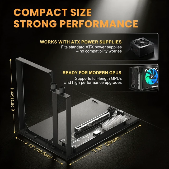 Alt view image 4 of 5 - UTLGAMENG OCuLink eGPU Dock, PCIe 4.0 x4 64Gbps, ATX External GPU Enclosure