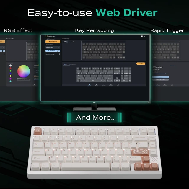Alt view image 3 of 5 - OOCTPK Chilkey BOOG75 Mechanical Keyboard, Prebuilt Custom Keyboard 75% Wired Gaming Keyboard with Magnetic Hall Sensor Switches, Full Aluminum Case, Hot Swappable, RGB, Cherry Keycap Profile, PC/Mac