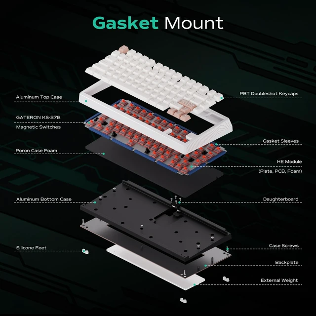 Alt view image 5 of 5 - OOCTPK Chilkey BOOG75 Mechanical Keyboard, Prebuilt Custom Keyboard 75% Wired Gaming Keyboard with Magnetic Hall Sensor Switches, Full Aluminum Case, Hot Swappable, RGB, Cherry Keycap Profile, PC/Mac