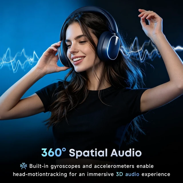 Alt view image 5 of 5 - Hybrid Active Noise Cancelling Bluetooth Headphones Wireless Headphones