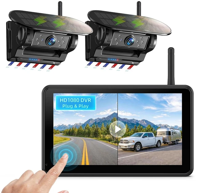 Main image of eRapta 7 Inch Dual Solar Wireless Backup Camera Magnetic with HD1080P DVR