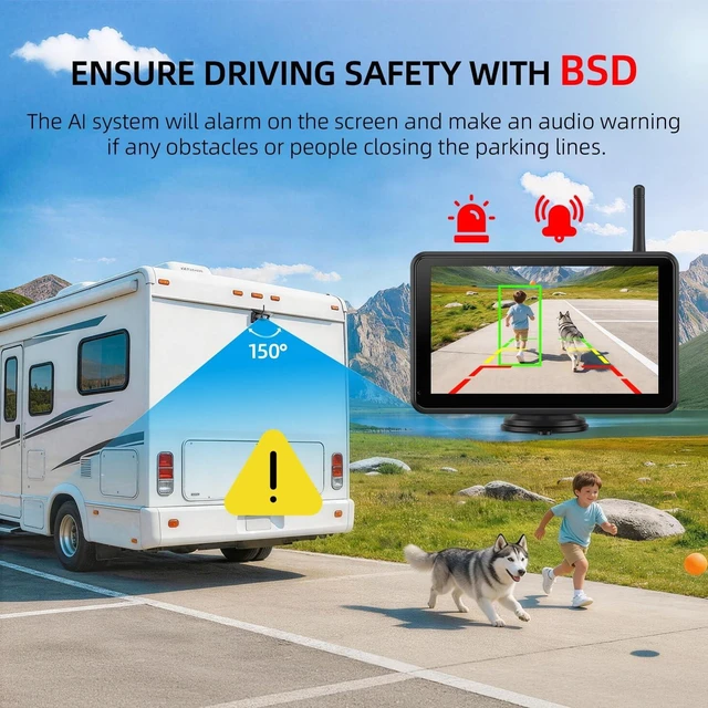 Alt view image 4 of 5 - eRapta 7 Inch Dual Solar Wireless Backup Camera Magnetic with HD1080P DVR