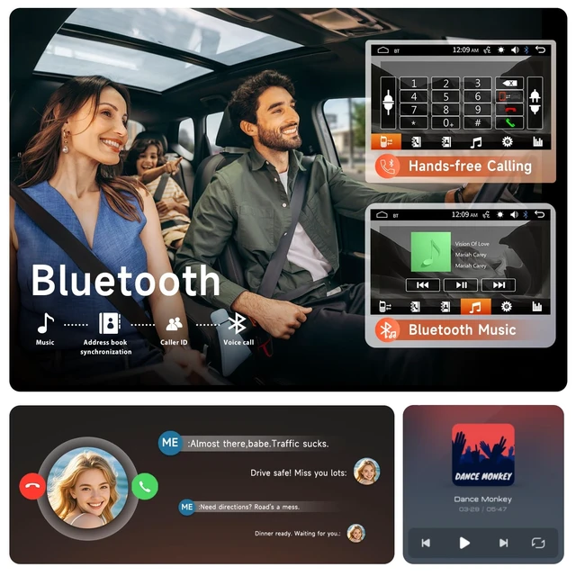 Alt view image 4 of 5 - Driauto 7" Double DIN Car Stereo Car Radio with HD Touch Screen Wired Mirror Link Bluetooth, 2 Din Audio Receiver Support Double USB AUX SD FM EQ Colorful Light Steering Wheel Control+ Backup Camera