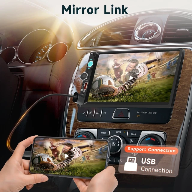 Alt view image 2 of 5 - Driauto 7" Double DIN Car Stereo Car Radio with HD Touch Screen Wired Mirror Link Bluetooth, 2 Din Audio Receiver Support Double USB AUX SD FM EQ Colorful Light Steering Wheel Control+ Backup Camera