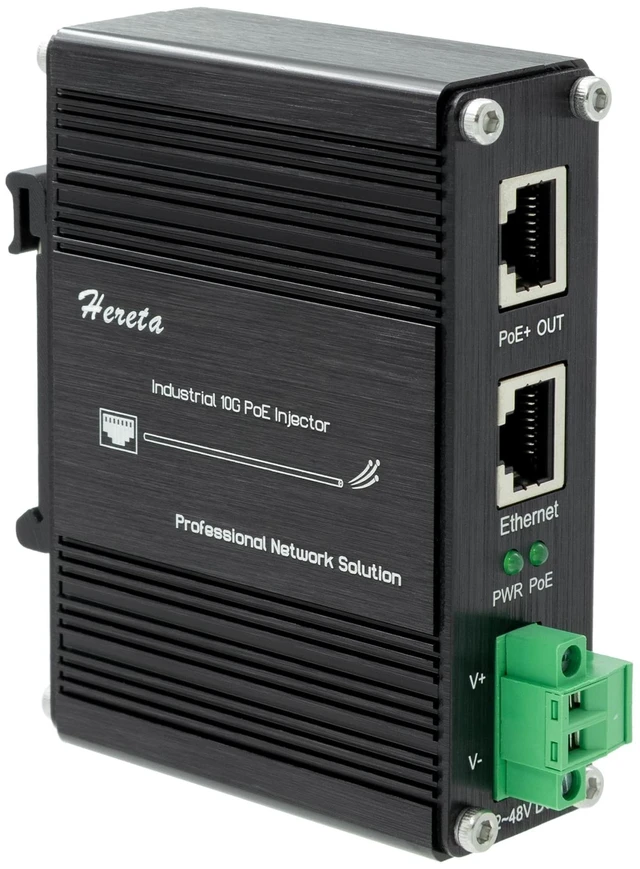 Main image of 10G PoE+ Injector, Industrial Gigabit PoE+ Injector Adapter - 10/100/1000Mbps/2.5G/5G/10Gbps, IEEE802.3af/at, Delivers 15.4W (PoE) or 30W (PoE+) Power Over, for IP Camera/Wireless AP/IP Phones