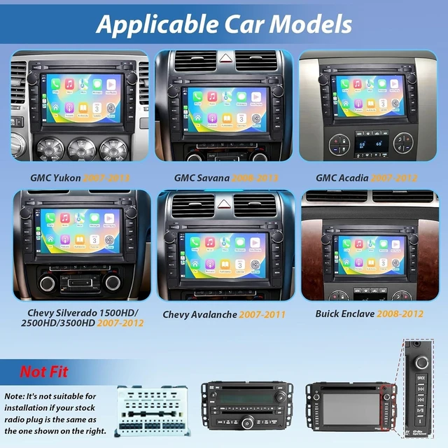 Alt view image 2 of 5 - Car Radio Stereo for Chevy Silverado GMC Sierra Yukon 2007-2013 4G+64G