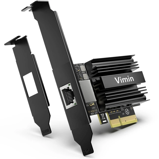 Main image of 10G PCI-E Network Card with 10Gbps RJ45 Ports, Marvel AQC113 Controller, VIMIN 10Gb Ethernet Adapter Card Compatible with PCI Express X8, X16, Support Windows/Windows Server/Linux/VMware