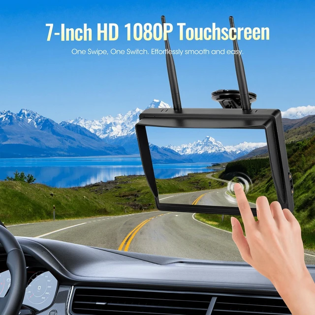 Alt view image 2 of 5 - WOOCARTY 1080P 7" Wireless Backup Camera System for Furrion Pre-Wired RV Truck, DVR Split Screen Monitor & Magnetic IR Night Vision Rear View Camera, IP69 Waterproof for Trailer, Camper, A11