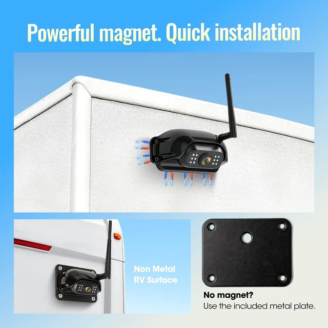 Alt view image 5 of 5 - WOOCARTY 1080P 7" Wireless Backup Camera System for Furrion Pre-Wired RV Truck, DVR Split Screen Monitor & Magnetic IR Night Vision Rear View Camera, IP69 Waterproof for Trailer, Camper, A11