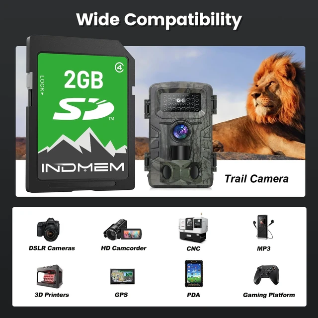 Alt view image 5 of 5 - INDMEM 2GB SD Card,5 Packs 2GB Class 4 Flash Memory Card 2G SLC Standard Secure Digital Cards for Old Digital Camera and Trail Camera