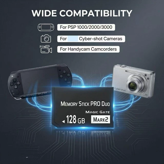 Alt view image 5 of 5 - Original MS 128GB High Speed Memory Stick Pro Duo(Mark2) for PSP Accessories and Camera Memory Card
