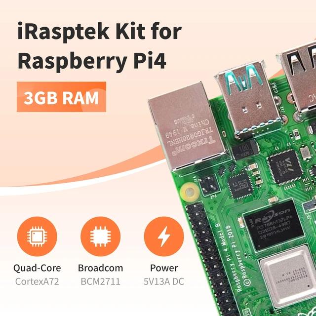 Alt view image 3 of 5 - iRasptek Starter Kit for Raspberry Pi 4B 3GB RAM-32GB SD Card Edition