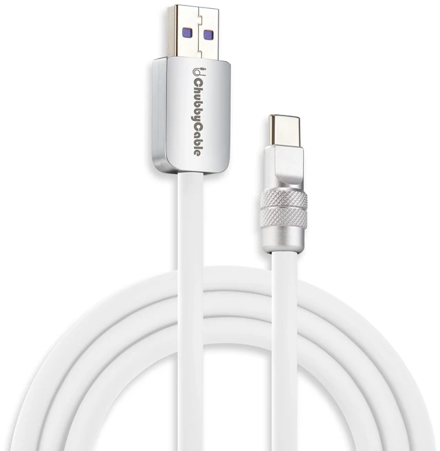 Main image of chubbycable USB A to C 120W Silicone Fast Charging Cable, White, 8.2FT