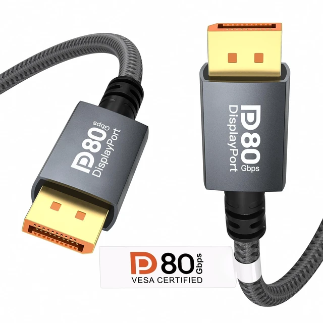 Main image of 5FT Certified DisplayPort 2.1 Cable, VESA 80Gbps DP 2.1 Gaming Monitor Cord
