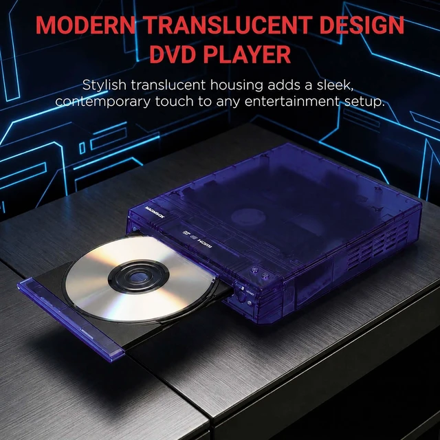 Alt view image 2 of 5 - Magnavox, Translucent DVD Player with HDMI Cable Included, Multi Format DVD CD MP3 Player, HDMI Output, Remote Control, PAL/NTSC Compatible, 2 Channel Audio