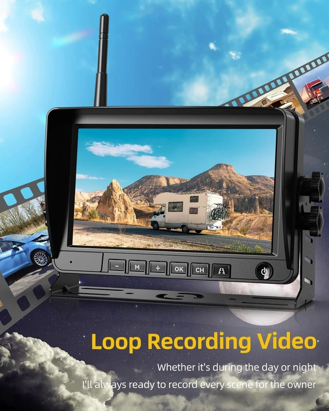 Alt view image 4 of 5 - 7" Wireless Backup Camera for RV, AI Detection, BSD Alert, Furrion Prewired