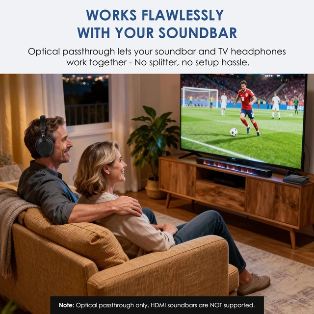 Alt view image 3 of 5 - SIMOLIO Wireless Headphones for TV with HDMI ARC Input & Bluetooth Support